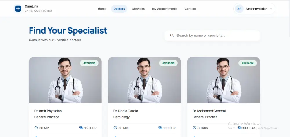 برمجة منصة CareLink للرعاية الصحية وإدارة العيادات والمراكز الطبية
