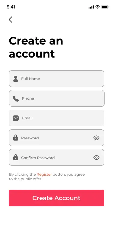 تصميم شاشة Register بـ Flutter
