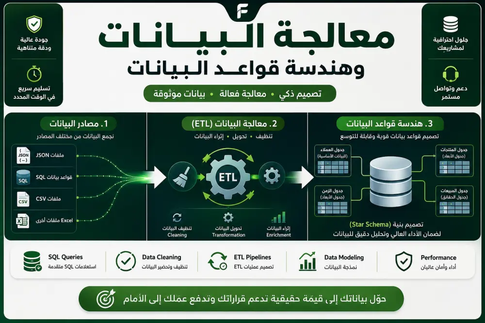معالجة البيانات وبناء وهندسة قواعد البيانات (SQL & Python)