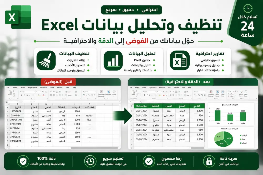 إدخال بيانات احترافي وتنظيفها على Excel (خدمة دقيقة وخالية من الأخطاء)