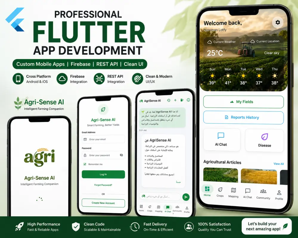سأحول تصميم Figma إلى Flutter (حتى 5 شاشات)