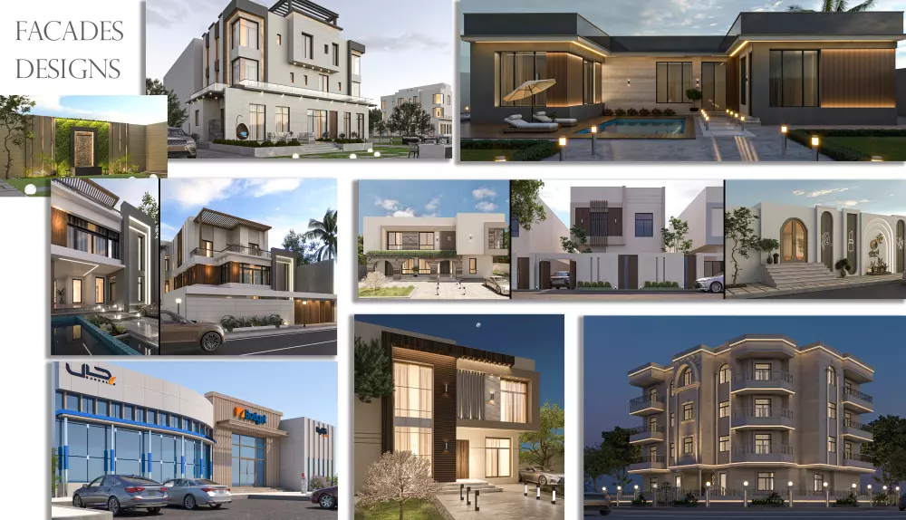 تصميم واجهات معمارية ومناظير خارجية