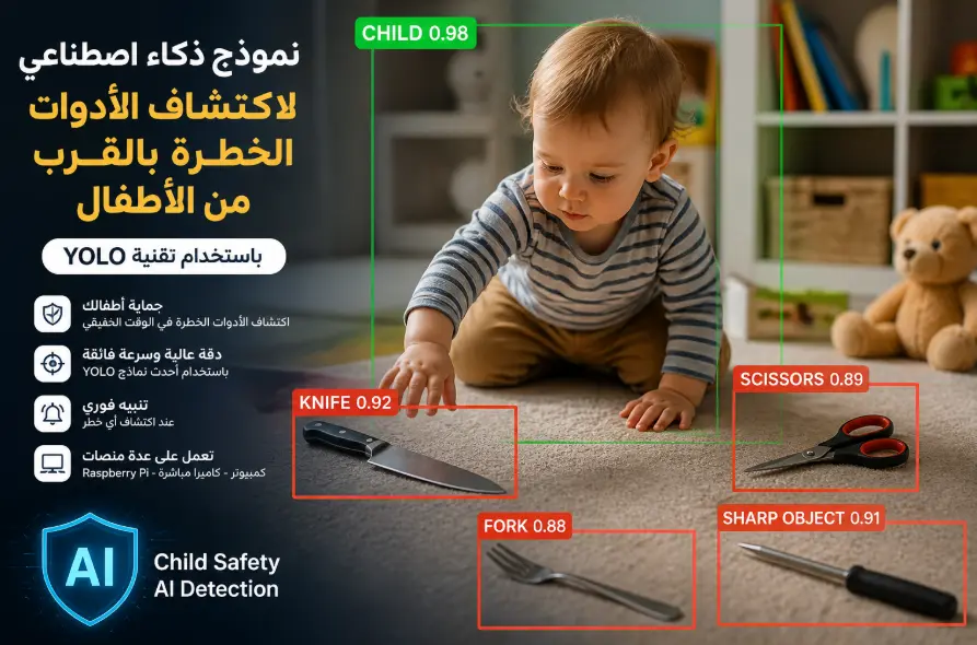 نموذج ذكاء اصطناعي لاكتشاف الأدوات الخطرة بالقرب من الأطفال باستخدام YOLO