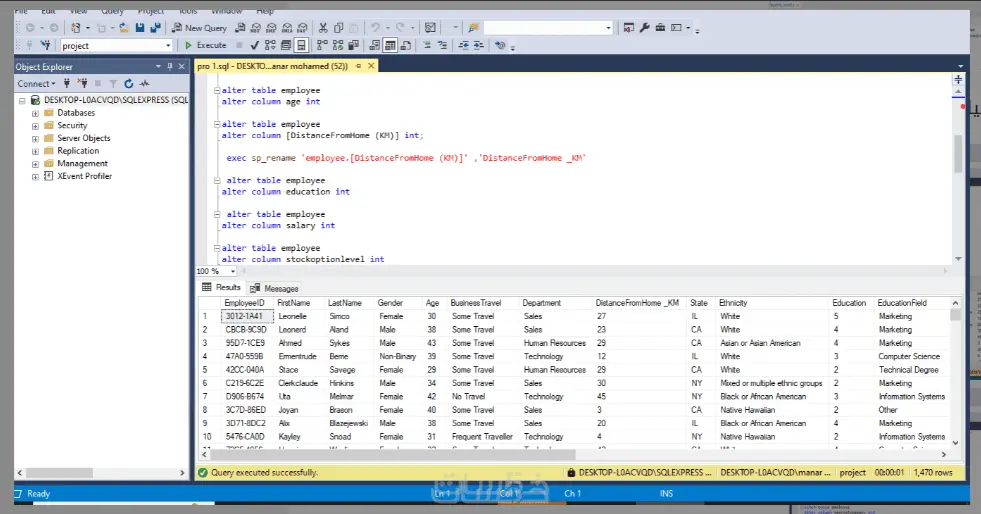 سأقوم بتنظيف وتحسين قواعد البيانات باستخدام لغة SQL لضمان أن البيانات تكون دقيقة، منظمة، وخالية من الأخطاء، وجاهزة للاستخدام في التحليل أو التقارير.