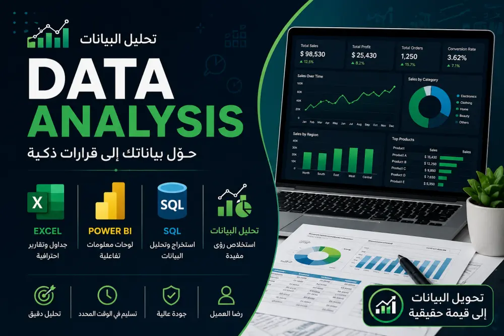 تحليل البيانات وإنشاء تقارير تفاعلية احترافية باستخدام Excel و Power BI