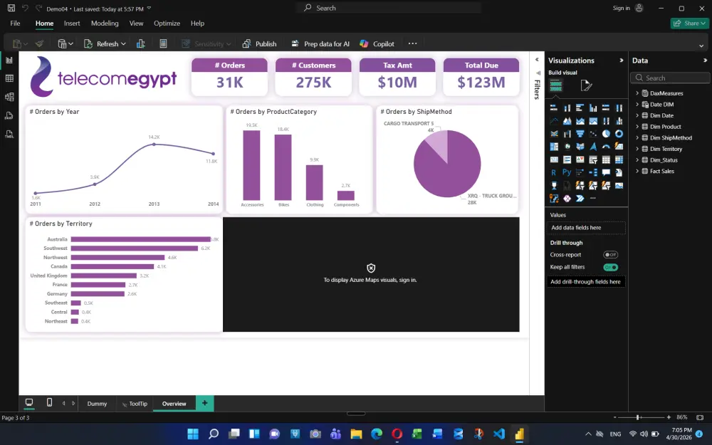تصميم لوحات بيانات (Dashboards) احترافية باستخدام Power BI وSQL لتحليل بياناتك بدقة.