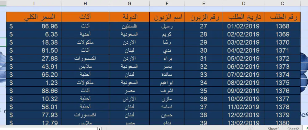 ادخال وتنسيق البيانات بدقة  علي الاكسيل