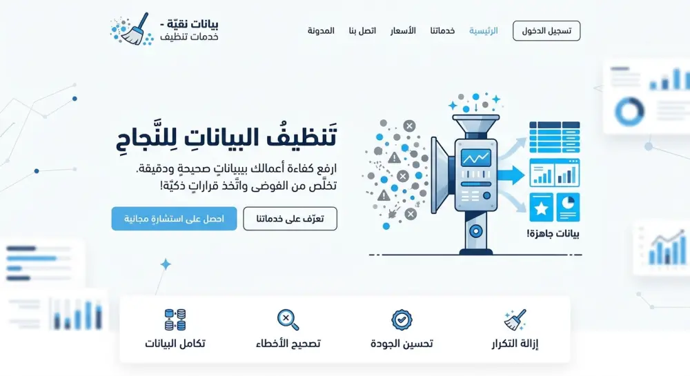 حوّل بياناتك الفوضوية إلى أصول دقيقة وقابلة للتحليل | خدمة تنظيف البيانات الاحترافية
