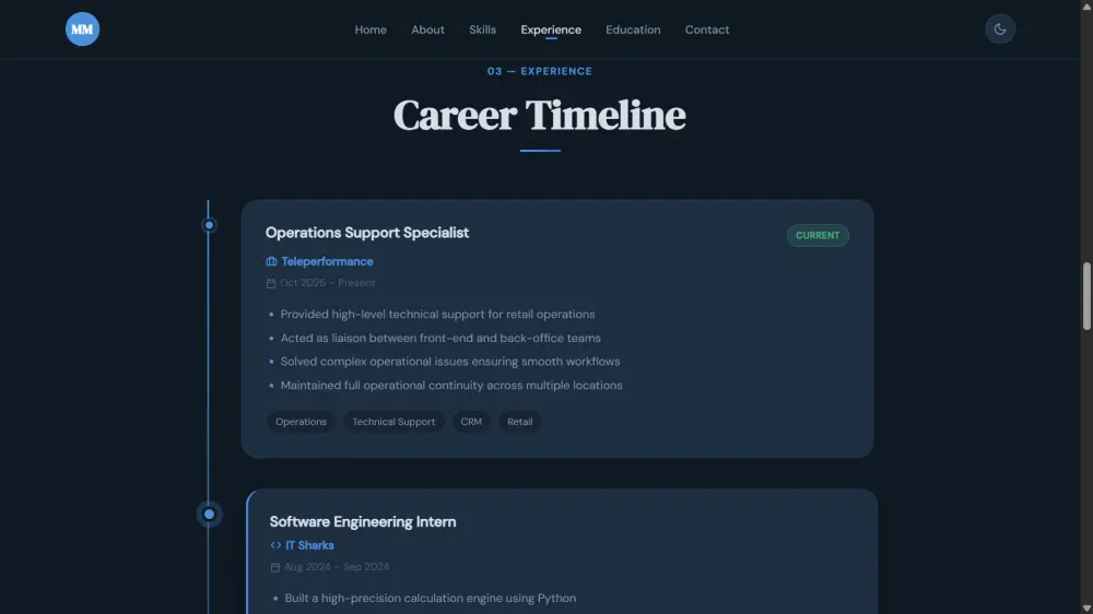 تصميم وتطوير موقع Portfolio احترافي باستخدام HTML وCSS وJavaScript