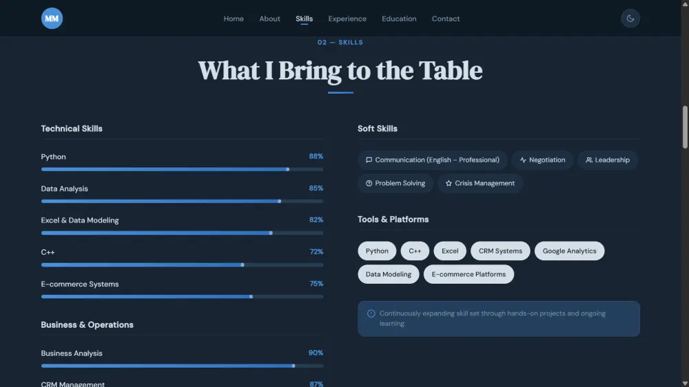 تصميم وتطوير موقع Portfolio احترافي باستخدام HTML وCSS وJavaScript