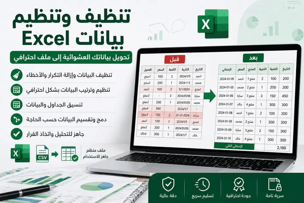 تحليل بيانات احترافي + تقارير + داشبورد