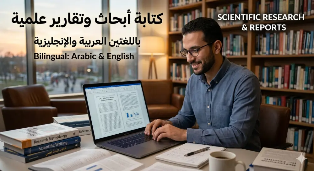 كتابه ابحاث وتقارير علميه بالغتين عربيه و انجليزيه