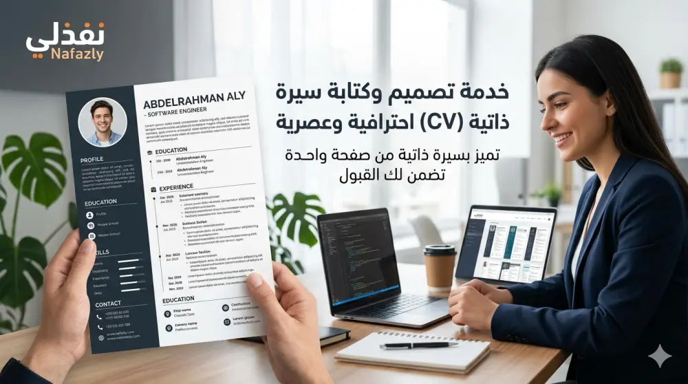 تصميم وكتابة سيرة ذاتية (CV) احترافية وعصرية من صفحة واحدة"