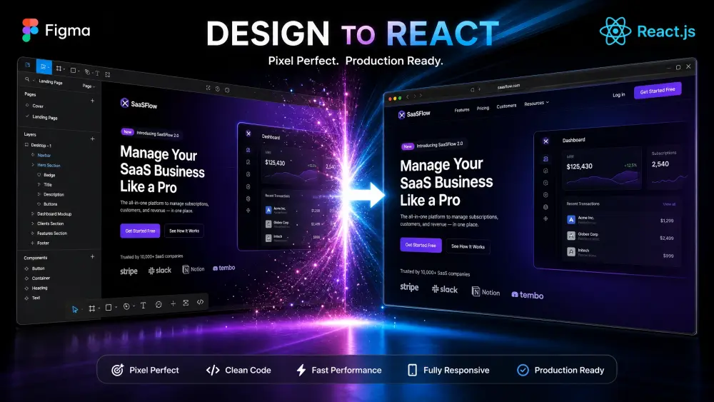 هل تحتاج موقع ويب احترافي باستخدام React.js؟  سأقوم بتطوير موقع Frontend احترافي باستخدام React.js و Tailwind CSS بكود نظيف ومتجاوب مع جميع الأجهزة.