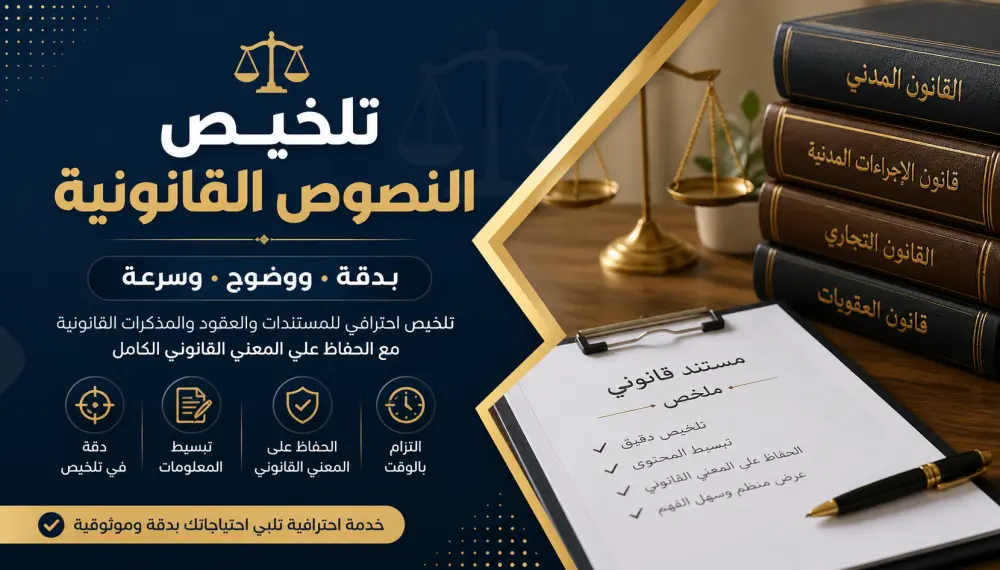 تلخيص الكتب والملفات والنصوص القانونية بدقة