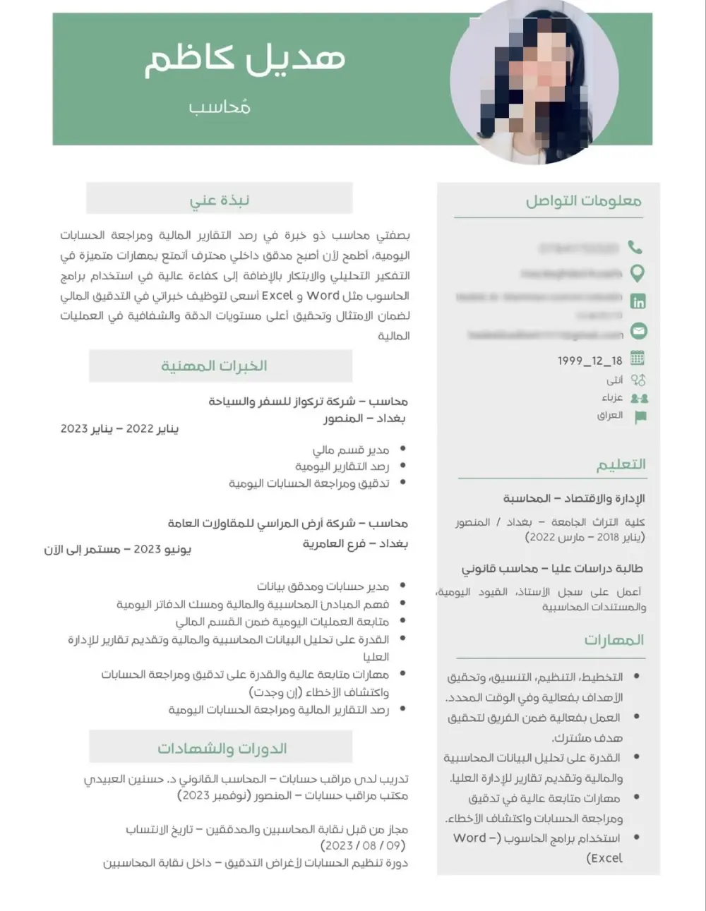 تصميم سيرة ذاتية CV احترافية وعصرية جاهزة للتقديم