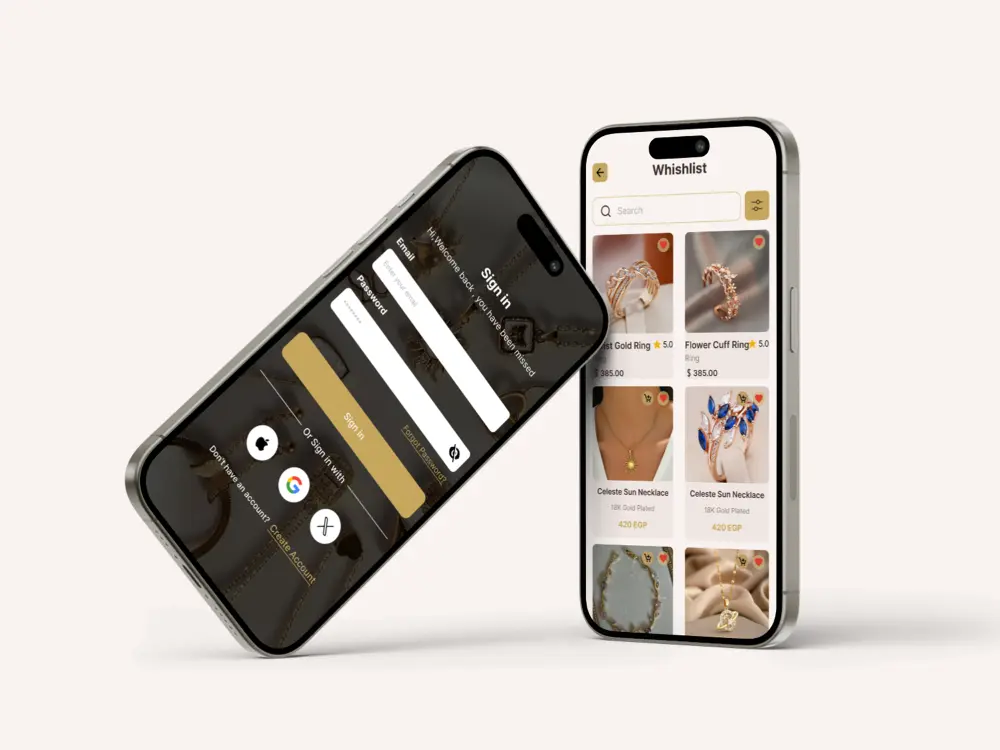تصميم واجهات تطبيقات مجوهرات بشكل فاخر (Jewelry UI Design)