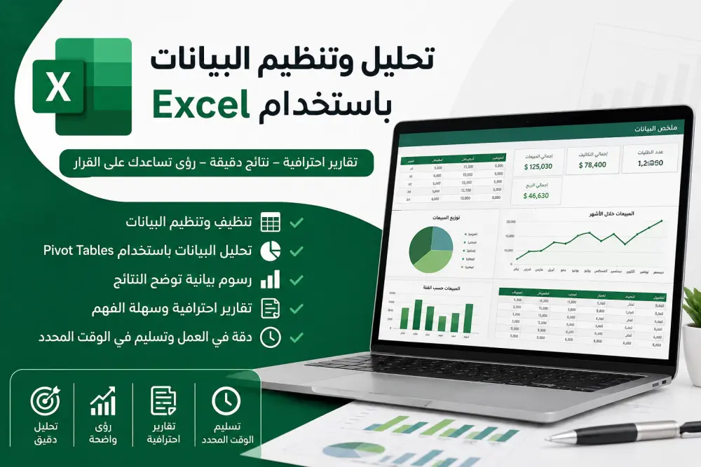 تحليل وتنظيم البيانات باستخدام Excel وإعداد تقارير احترافية