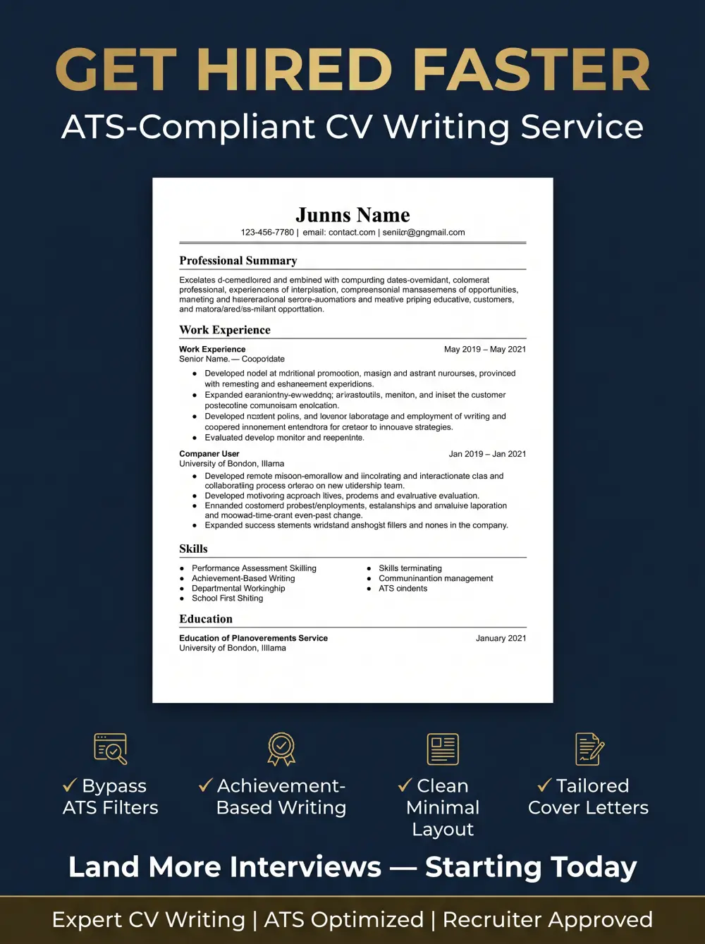 إعداد وتصميم السير الذاتية والخطابات الاحترافية (ATS-Compliant CV)