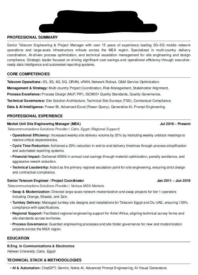 إعداد وتصميم السير الذاتية والخطابات الاحترافية (ATS-Compliant CV)