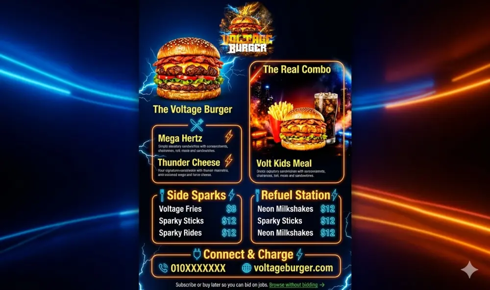 تصميم منيو (Menu) مطاعم وكافيهات جذاب ومريح للعين