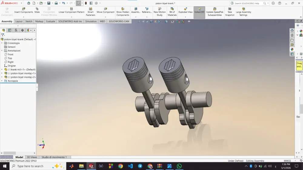 تصميم ميكانيكي باستخدام SolidWorks