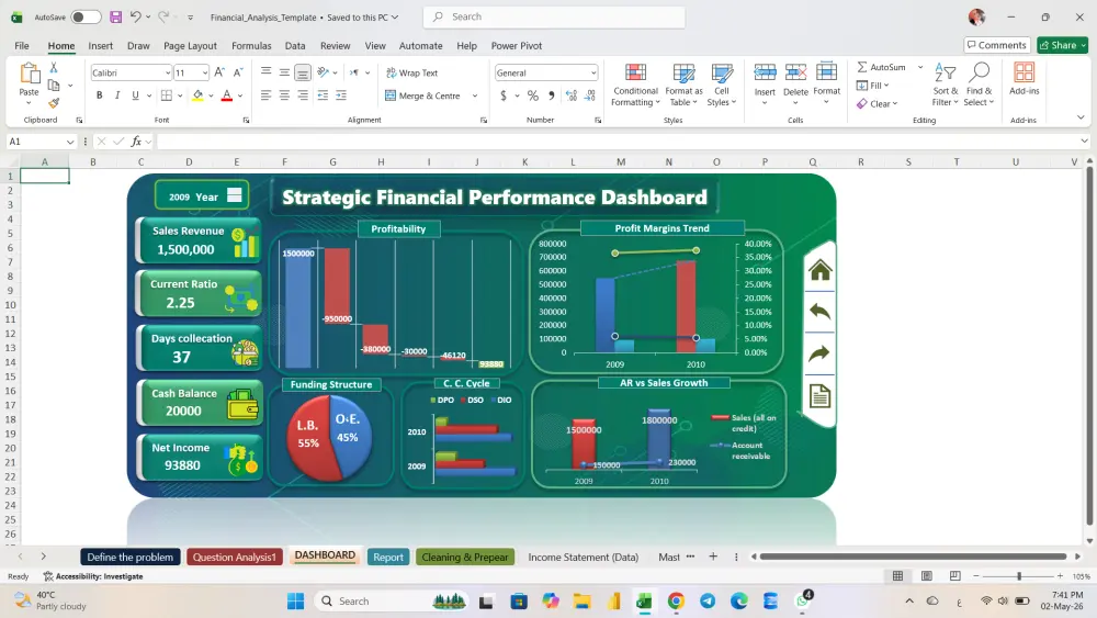 تحليل بيانات احترافي وإنشاء تقارير Dashboards تفاعلية باستخدام Excel.