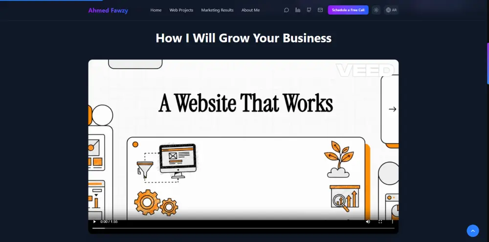 تصميم وتطوير موقع بورتفوليو احترافي (React / Next.js ) متوافق مع SEO