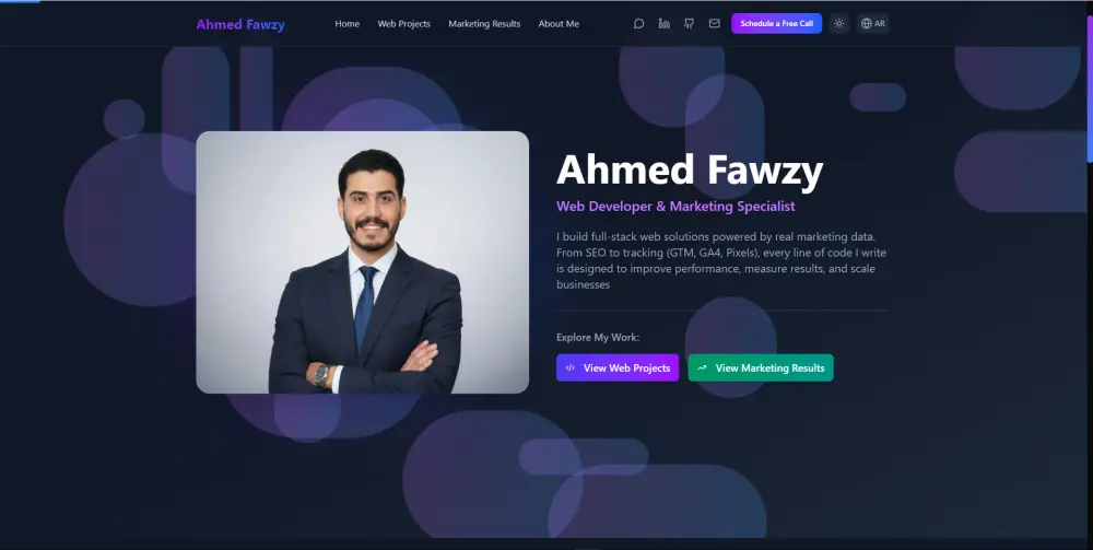تصميم وتطوير موقع بورتفوليو احترافي (React / Next.js ) متوافق مع SEO