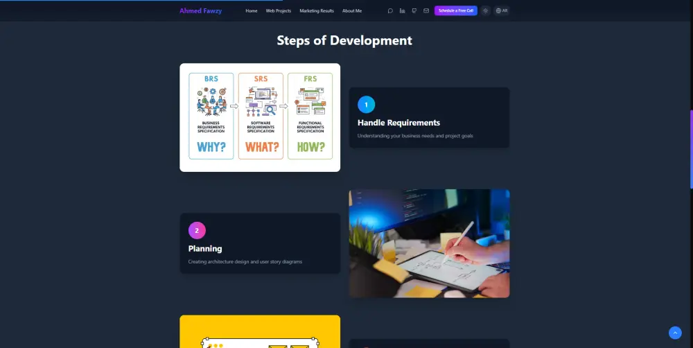 تصميم وتطوير موقع بورتفوليو احترافي (React / Next.js ) متوافق مع SEO