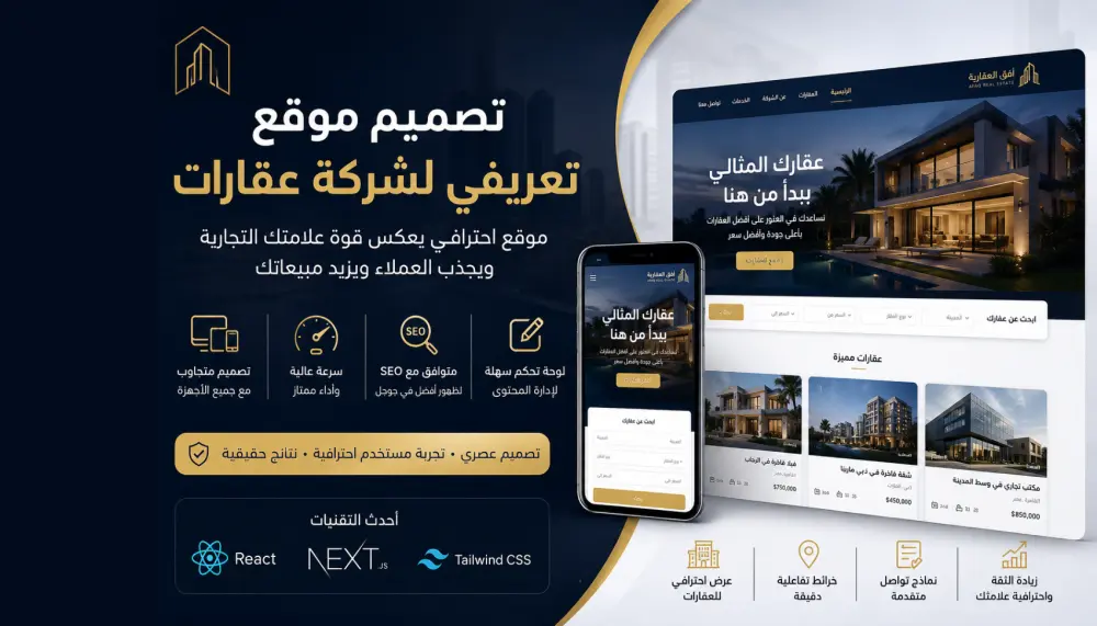 تصميم موقع شركة احترافي متوافق مع SEO باستخدام React و Next.js