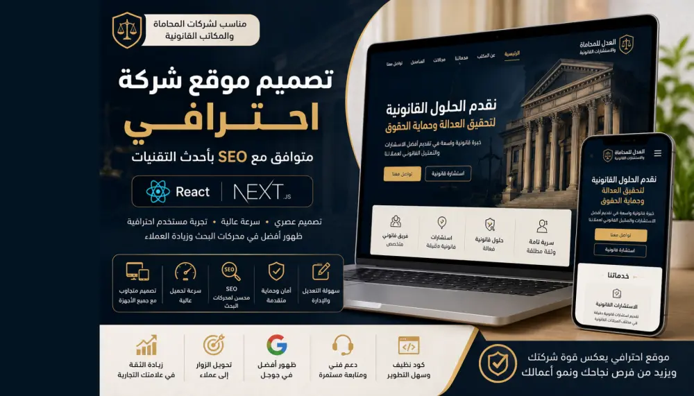 تصميم موقع شركة احترافي متوافق مع SEO باستخدام React و Next.js