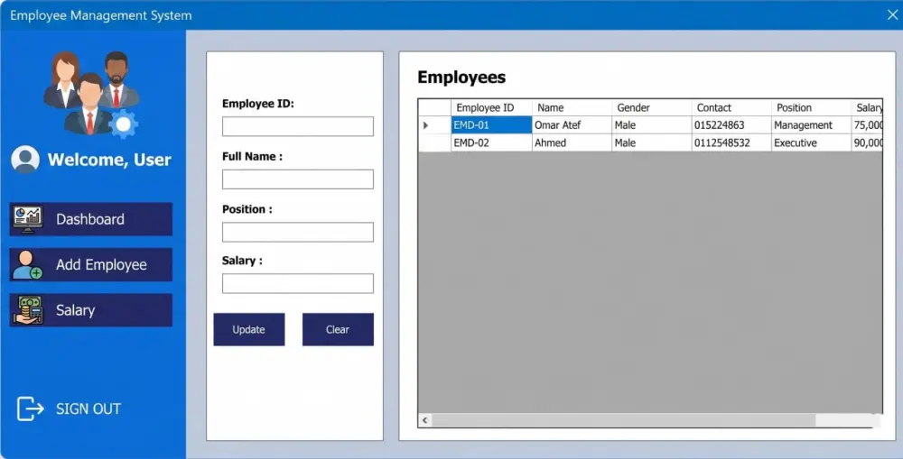 سأقوم بتطوير نظام إدارة موظفين باستخدام لغة C# كـ Console Application، يقوم بمحاكاة العمليات الأساسية لإدارة الموارد البشرية داخل الشركات الصغيرة.