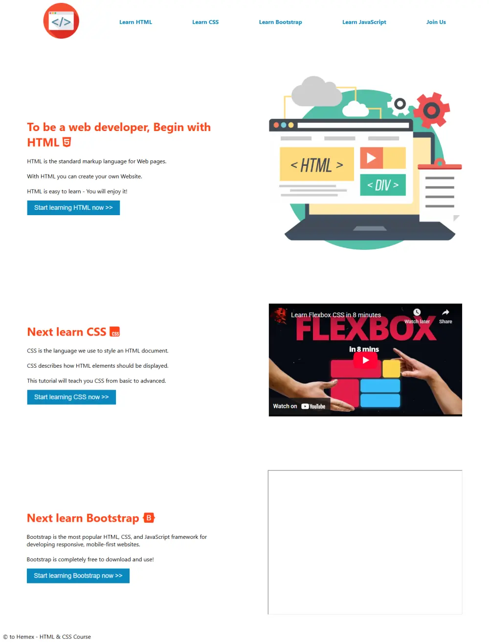 أقوم بتعليمك كيفية إنشاء صفحة موقع رئيسية بسيطة باستخدام HTML & CSS