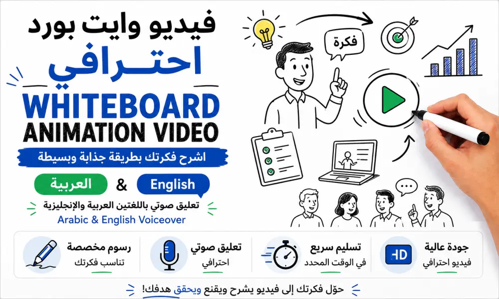 فيديو وايت بورد احترافي لشرح خدماتك ومنتجاتك مع تعليق صوتي