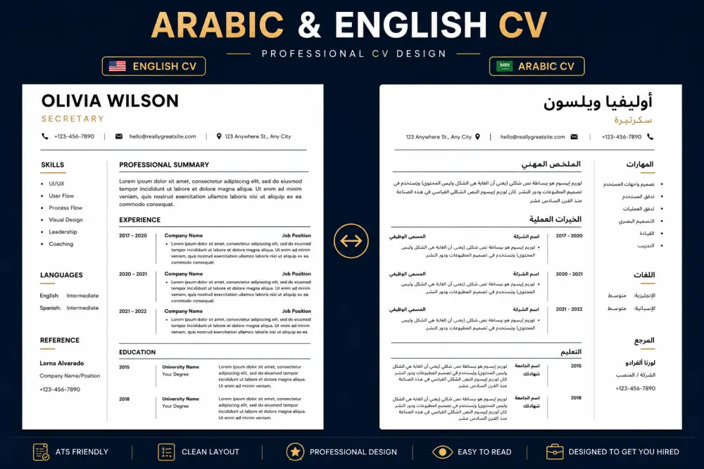 ✔ تصميم CV احترافي ومتوافق مع أنظمة ATS لزيادة فرص القبول في الشركات