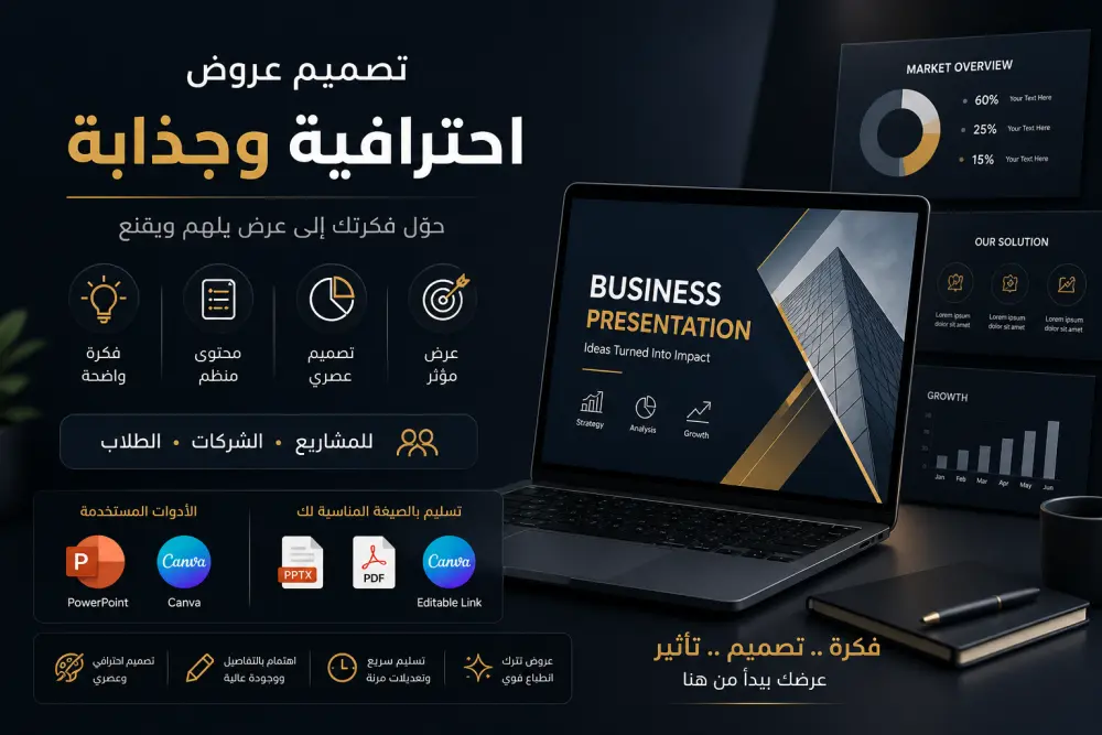 📊 تصميم عروض Presentation احترافية وجذابة بطريقة عصرية ومميزة