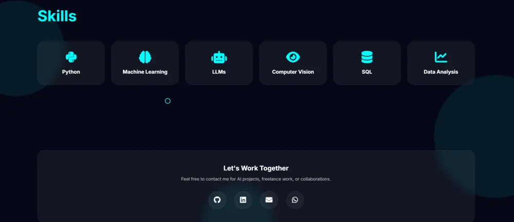 تصميم موقع شخصي (Portfolio) مخصص باستخدام HTML, CSS, JS.