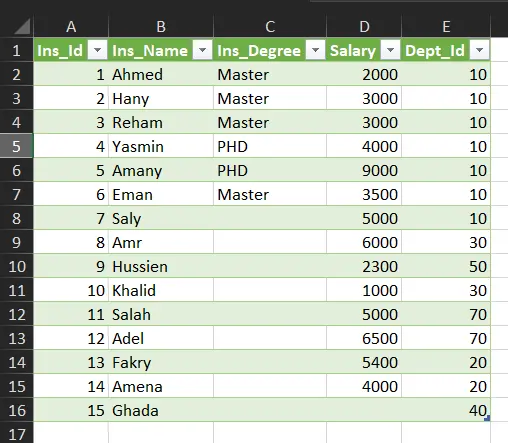 ادخال بيانات Excel , SQL