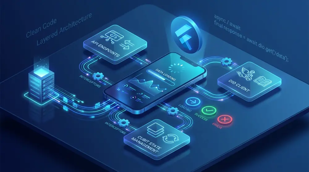ربط API وتجهيز الـ Backend لتطبيق Flutter (Dio & Cubit)