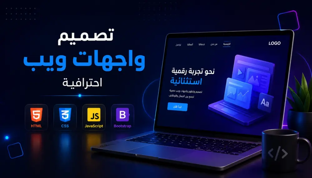 تصميم موقع ويب احترافي متجاوب (Responsive) وسريع باستخدام HTML, CSS, JavaScript وBootstrap