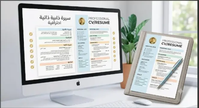وتنسيق السيرة الذاتية الاحترافية (CV) باللغتين العربية والانجليزية بأعلى جودة | تسليم PDF