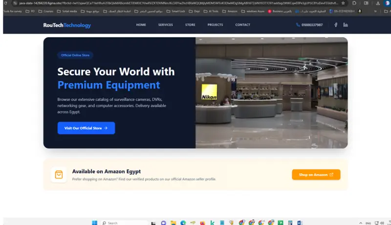 اقوم بتصميم صفحة ويب احترافية لشركات كاميرات المراقبة والشبكات تحتوي على عرض الخدمات ومعرض المشاريع