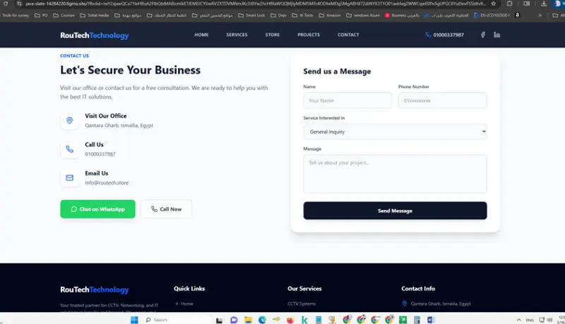 اقوم بتصميم صفحة ويب احترافية لشركات كاميرات المراقبة والشبكات تحتوي على عرض الخدمات ومعرض المشاريع