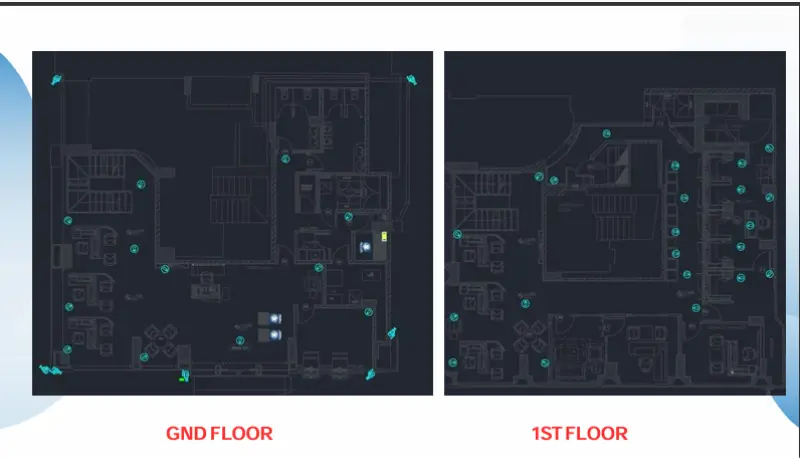 تصميم مخطط احترافي لتوزيع كاميرات المراقبة (CCTV/IP) وفق أعلى معايير الأمان