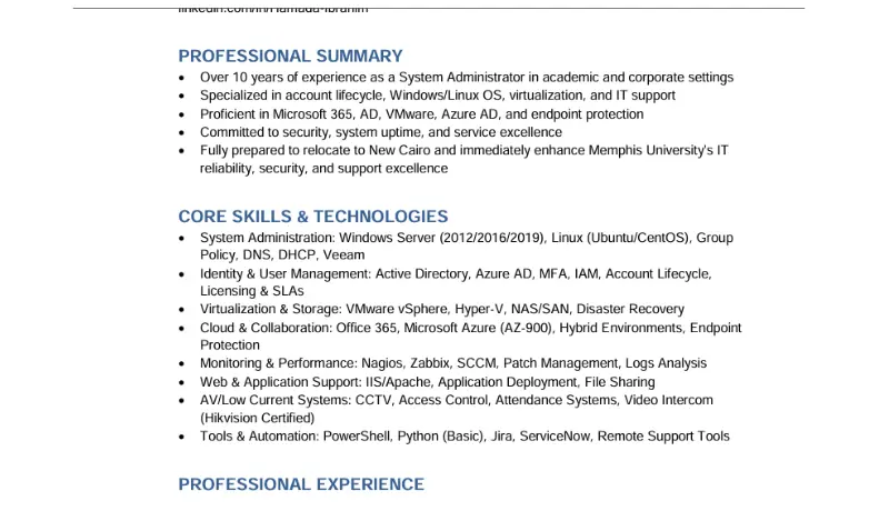 أبني لك سيرة ذاتية احترافية تسوّق لك وتتفوق على أنظمة ATS