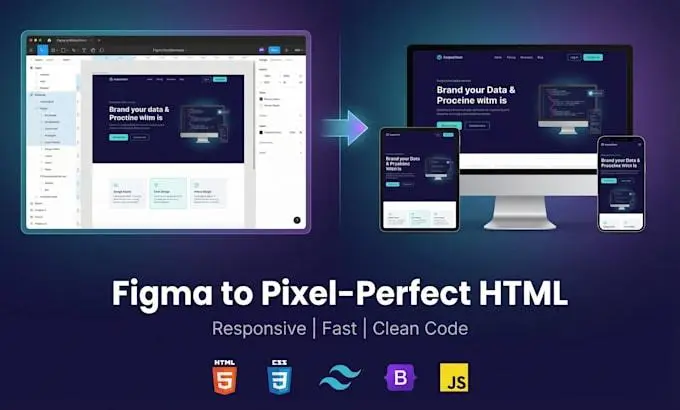 خدمة تحويل Figma/XD/PSD إلى HTML