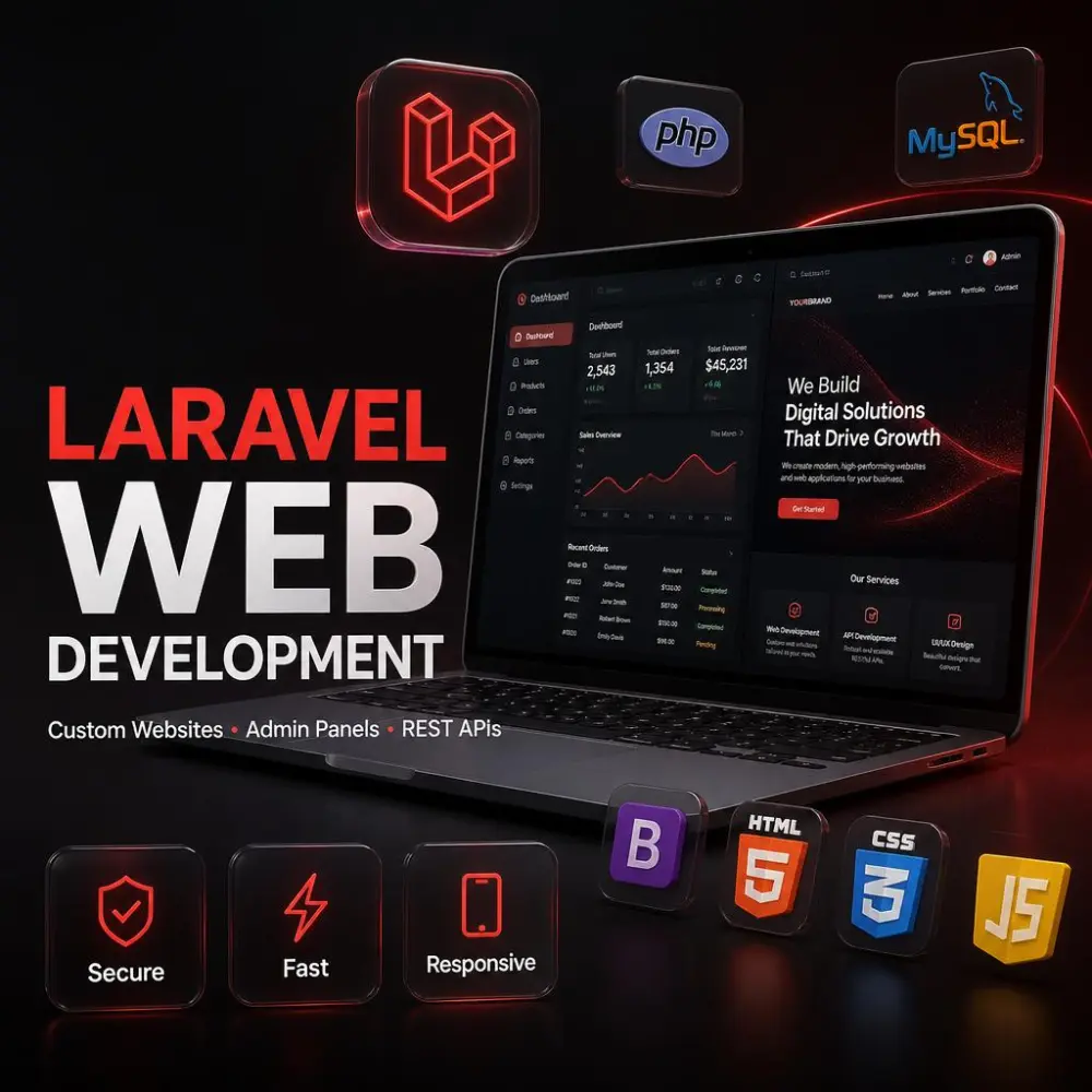 إنشاء موقع ويب احترافي باستخدام Laravel مع لوحة تحكم وقاعدة بيانات