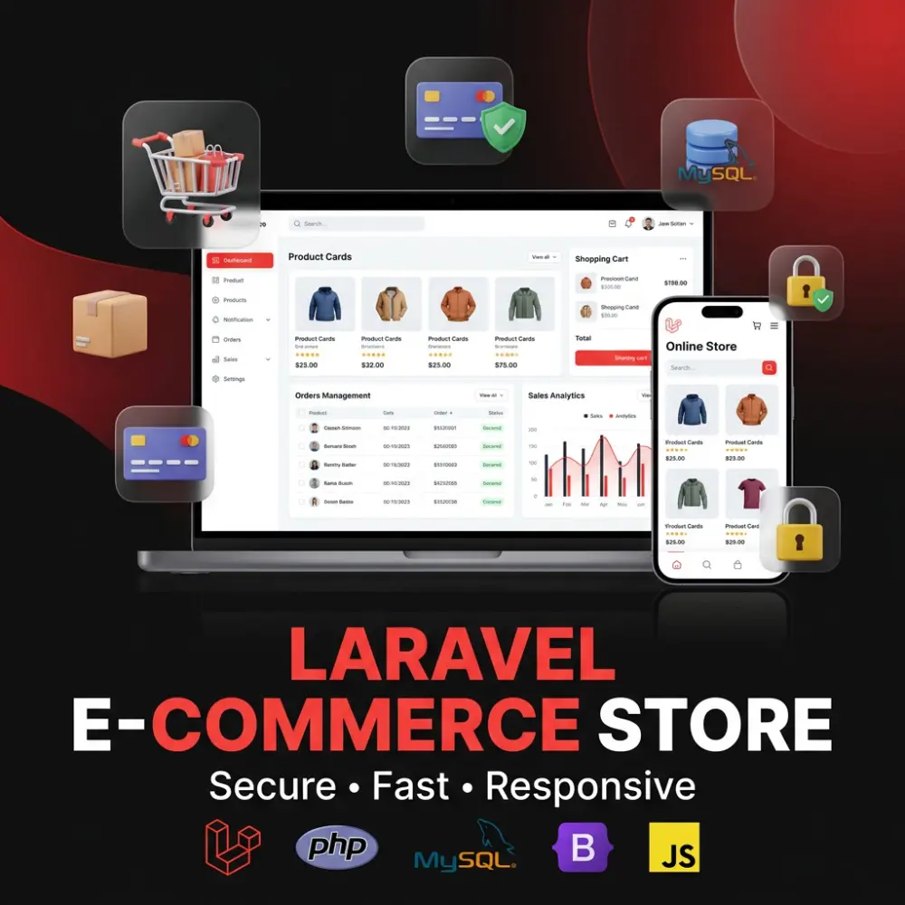 أطور متجر إلكتروني احترافي ومتجاوب باستخدام Laravel وPHP