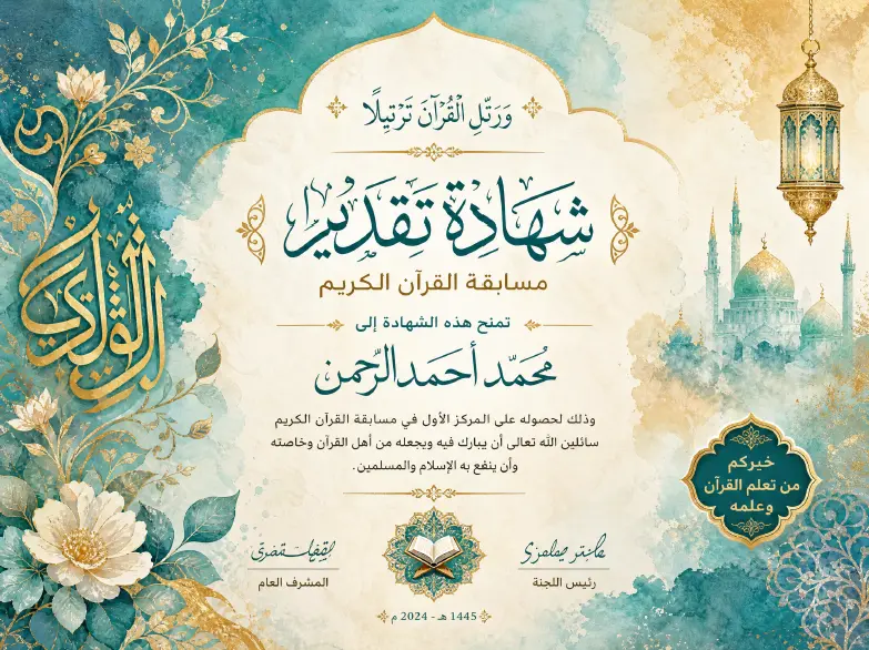 تصميم شهادات تقدير احترافية وكروت تكريم جاهزة للطباعة بجودة عالية